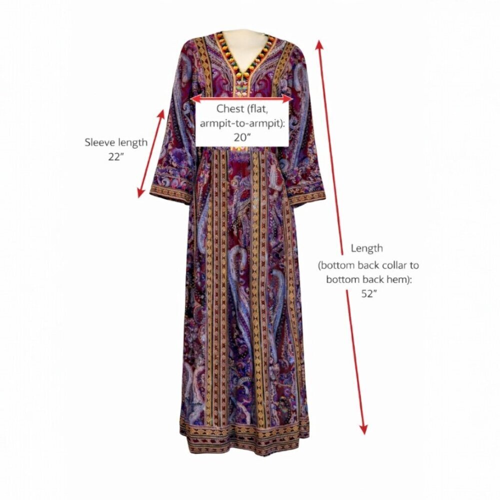 Soft Surroundings Mira Purple Paisley Hand Beaded Embroidered Dress Size Medium - Picture 12 of 12